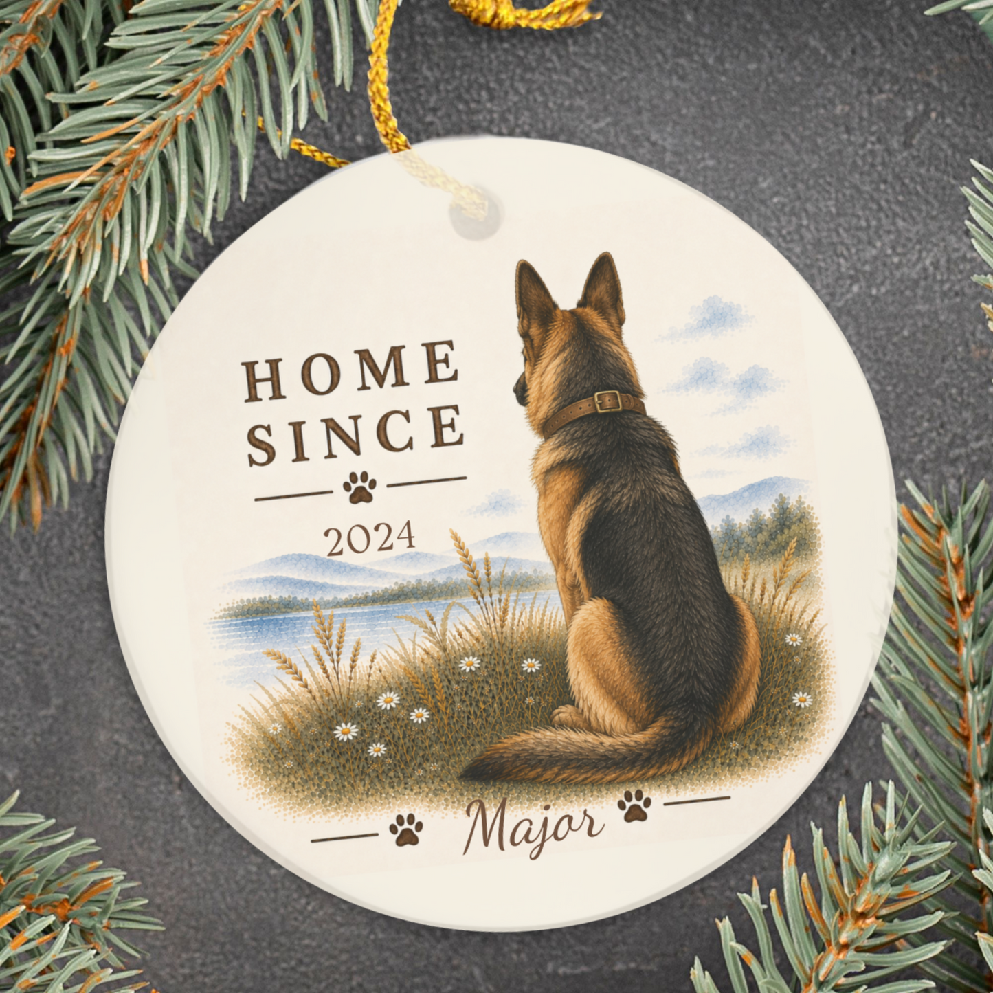 Personalized German Shepherd Ornament, Double Sided Gotcha Day Gift, Custom Dog Keepsake