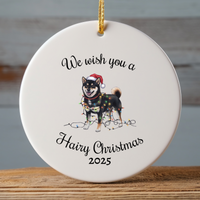 Load image into Gallery viewer, Christmas Black Shiba Inu Ornament, Christmas Lights Dog Keepsake
