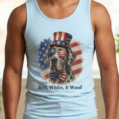 Patriotic Great Dane Tank Top, Red White & Woof