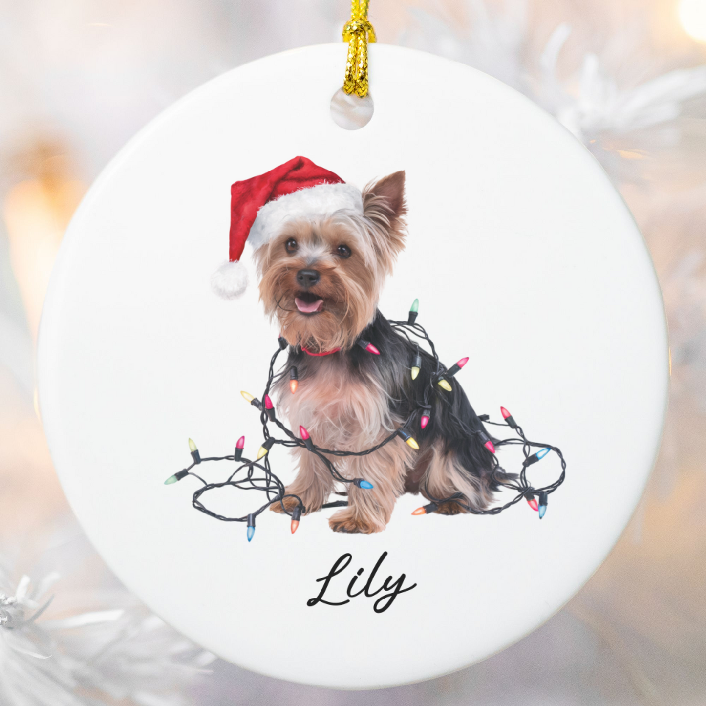 Yorkshire Terrier Ornament, Personalized Dog Christmas Keepsake
