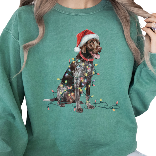 German Shorthaired Pointer Christmas Lights Sweatshirt