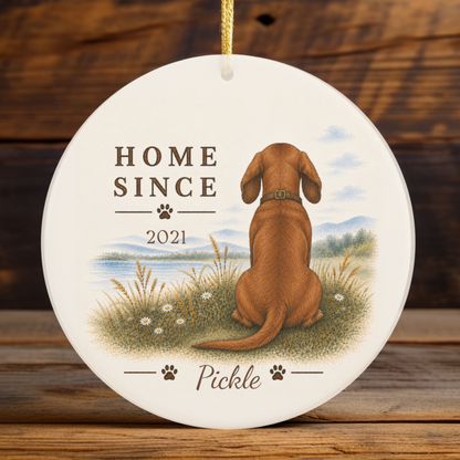 Personalized Red Dachshund Ornament, Double Sided Gotcha Day Gift, Custom Dog Keepsake