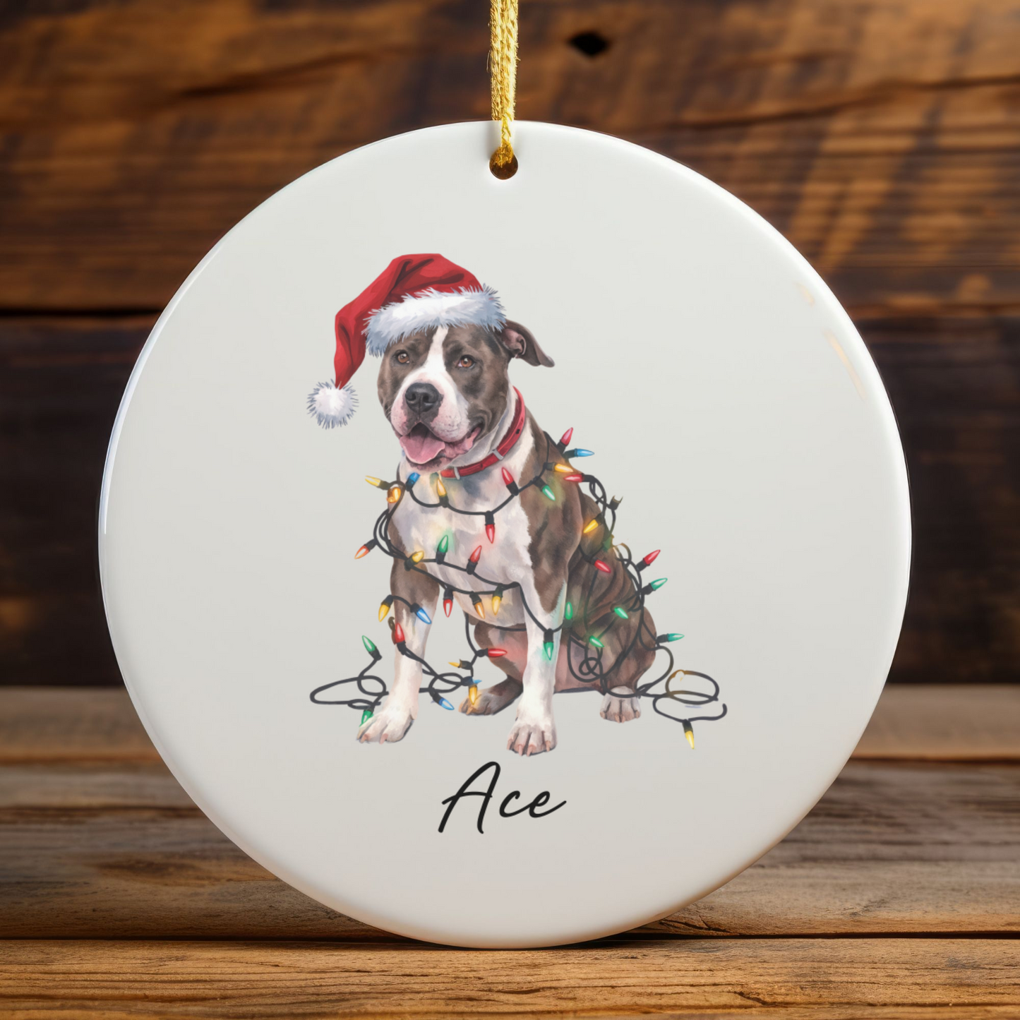 Personalized Pitbull Dog Ornament, Custom Ceramic Pet Keepsake