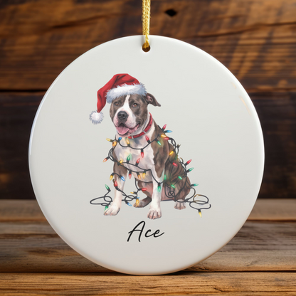Personalized Pitbull Dog Ornament, Custom Ceramic Pet Keepsake