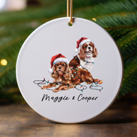 Load image into Gallery viewer, Cavalier King Charles Spaniel Christmas Ornament, Personalized Dog Name Keepsake, Ceramic Pet Lover Gift
