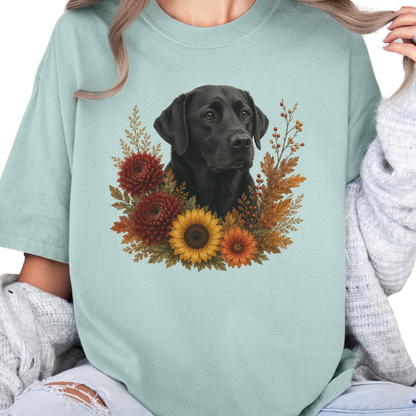 Black Labrador Autumn Floral Shirt