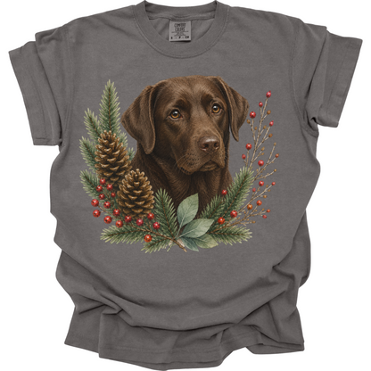 Chocolate Lab Christmas Shirt, Labrador Retriever Dog Mom Tee, Holiday Lab Lover Gift
