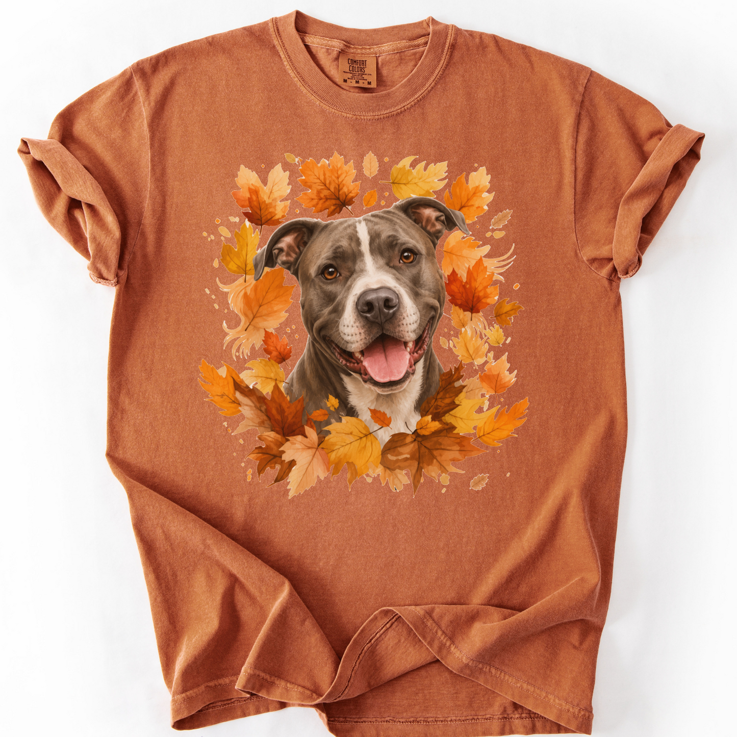 Pitbull Fall Shirt, Autumn Dog Mom Comfort Colors Tee