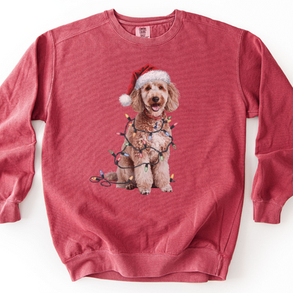 Poodle Christmas Lights Sweatshirt, Festive Dog Mom Sweater, Holiday Poodle Apparel