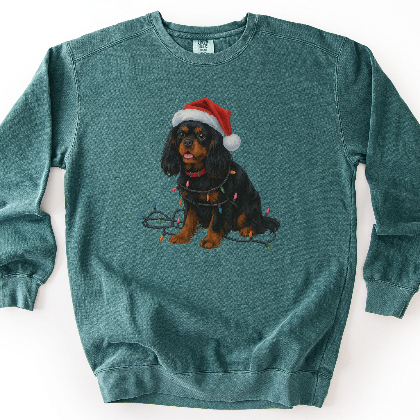 Black and Tan Cavalier King Charles Spaniel Christmas Lights Sweatshirt