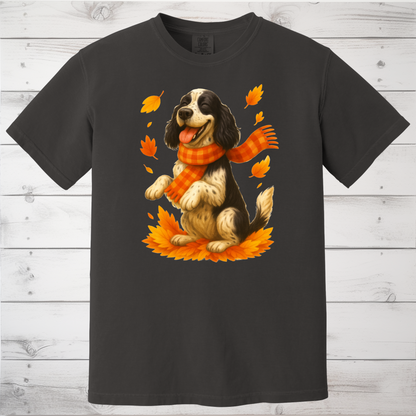 Springer Spaniel Fall Sweatshirt, Cozy Autumn Dog Shirt, Black Dog Lover Gift, Cute Dog Autumn Apparel, Seasonal Puppy Outfit