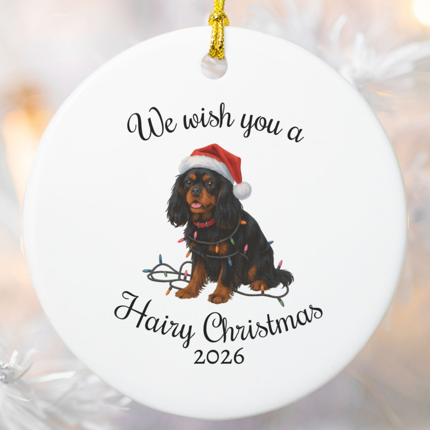 Black and Tan Cavalier King Charles Spaniel Ornament, Funny Dog Lover Gift, Pet Holiday