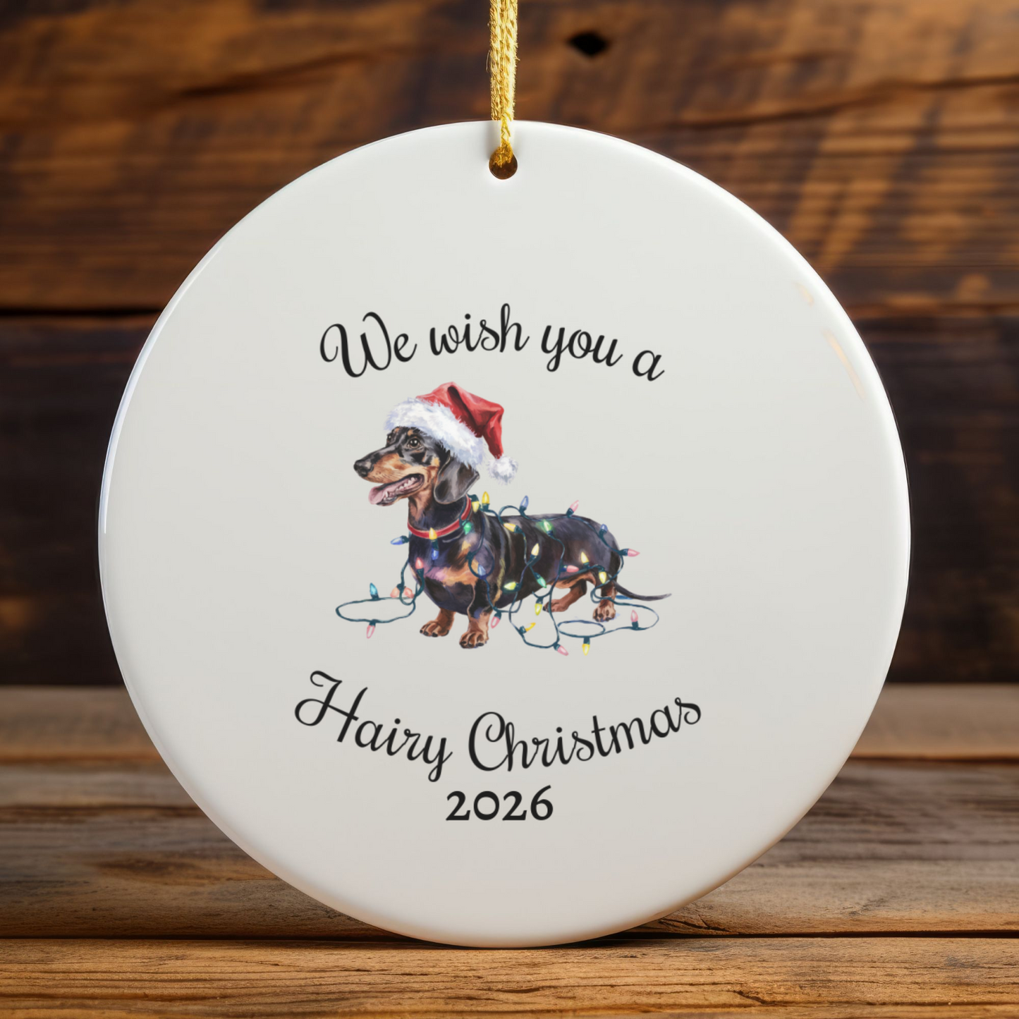 Christmas Dachshund Ornament, Christmas Lights Dog Keepsake