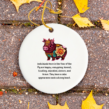 Chinese Zodiac Pig Ornament – Year of the Pig Horoscope Gift for Lunar New Year