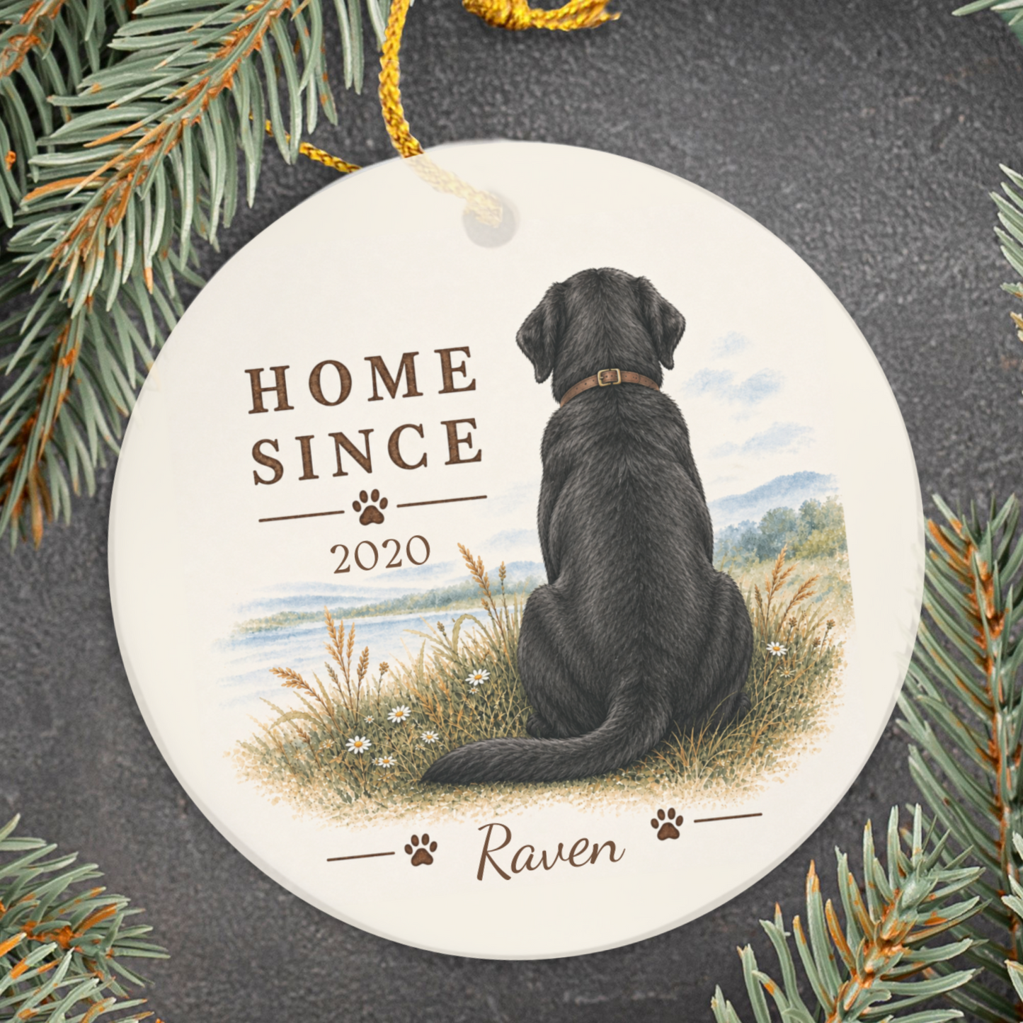 Personalized Black Lab Ornament, Double Sided Labrador Gotcha Day Gift, Custom Dog Keepsake