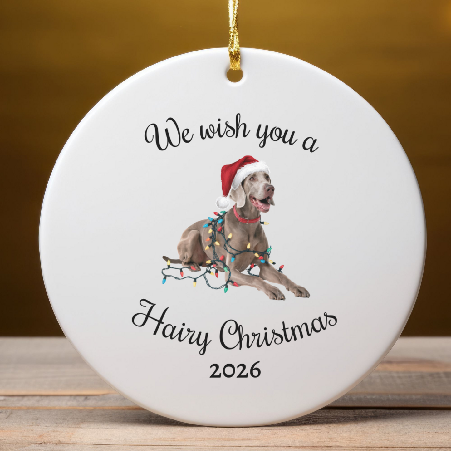 Christmas Weimaraner Ornament, Christmas Lights Dog Keepsake