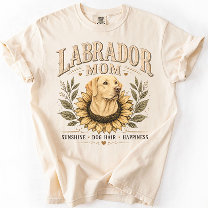 Yellow Lab Mom Shirt, Labrador Retriever Sunflower Tee, Vintage Dog Lover Gift