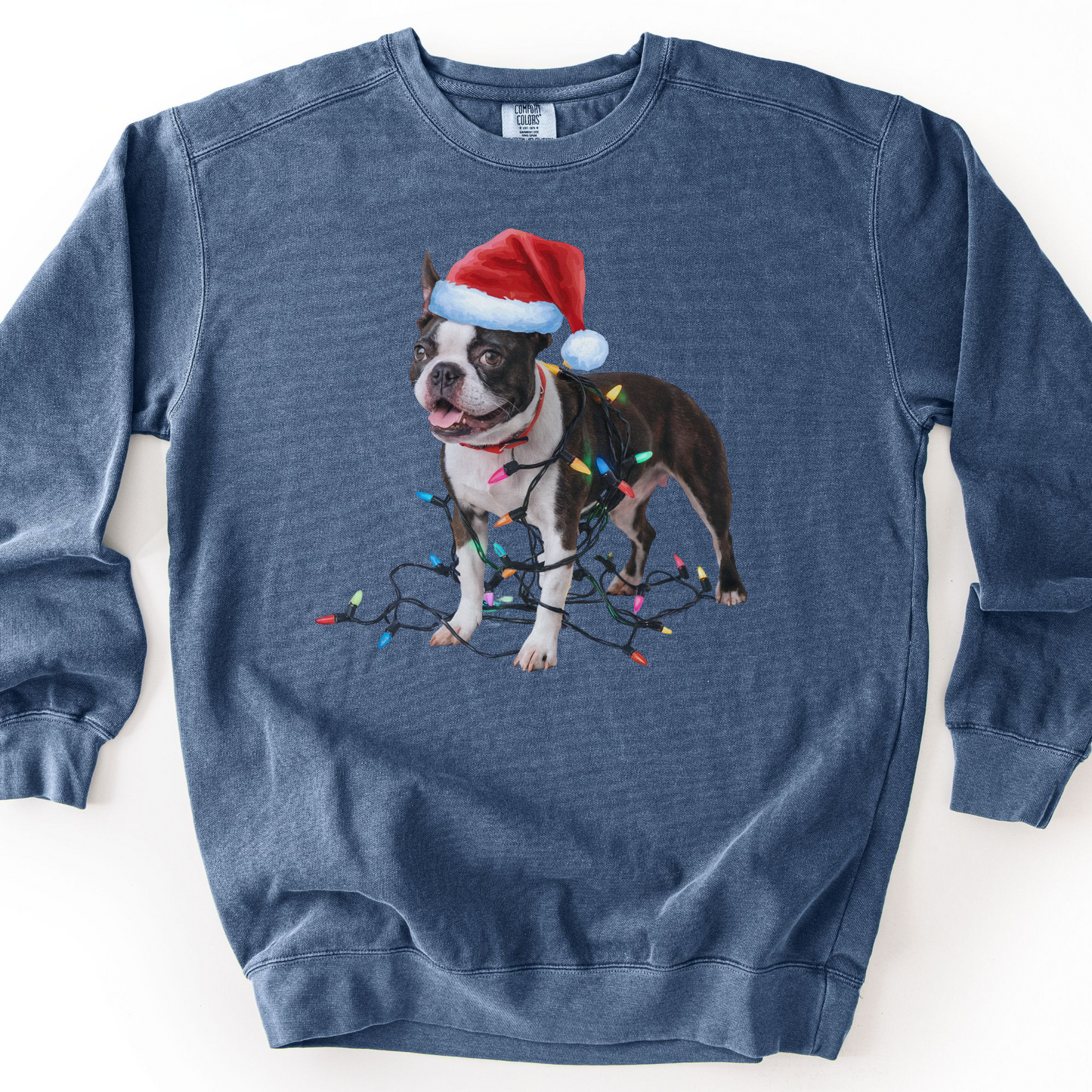 Boston Terrier Christmas Lights Sweatshirt