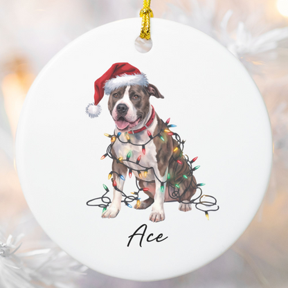 Personalized Pitbull Dog Ornament, Custom Ceramic Pet Keepsake