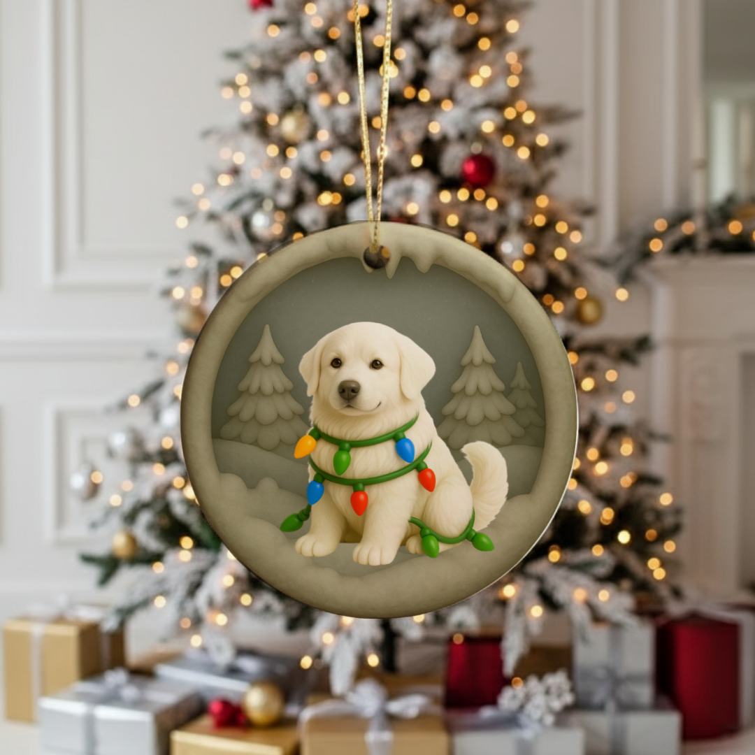 Personalized Great Pyrenees Christmas 3D Clay-Style Dog Keepsake
