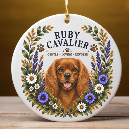 Ruby Cavalier Ornament, Cavalier King Charles Spaniel Gift, Ruby Cavalier Dog Mom Keepsake