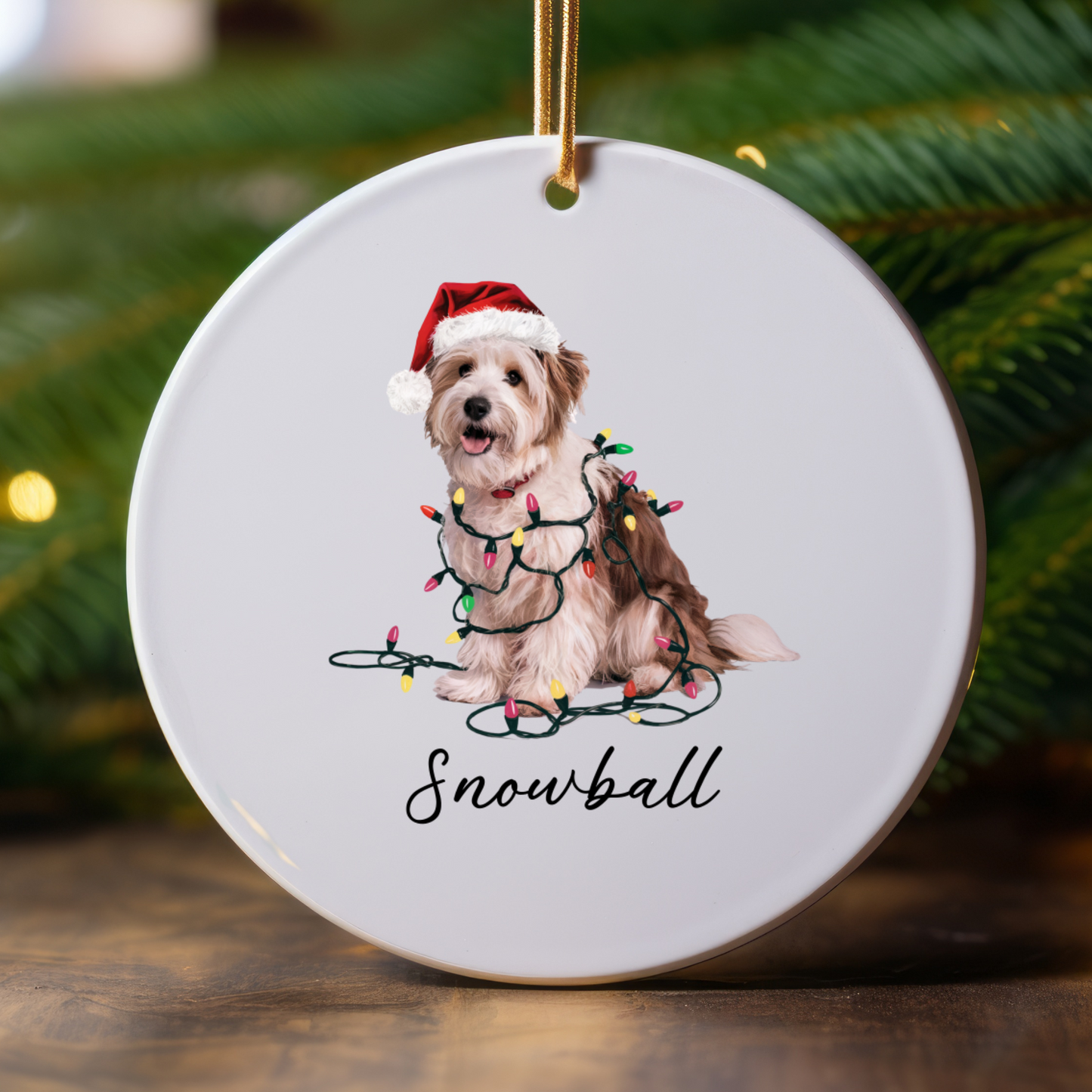 Personalized Coton de Tulear Dog Ornament, Custom Pet Christmas Keepsake, Ceramic Tree Decor
