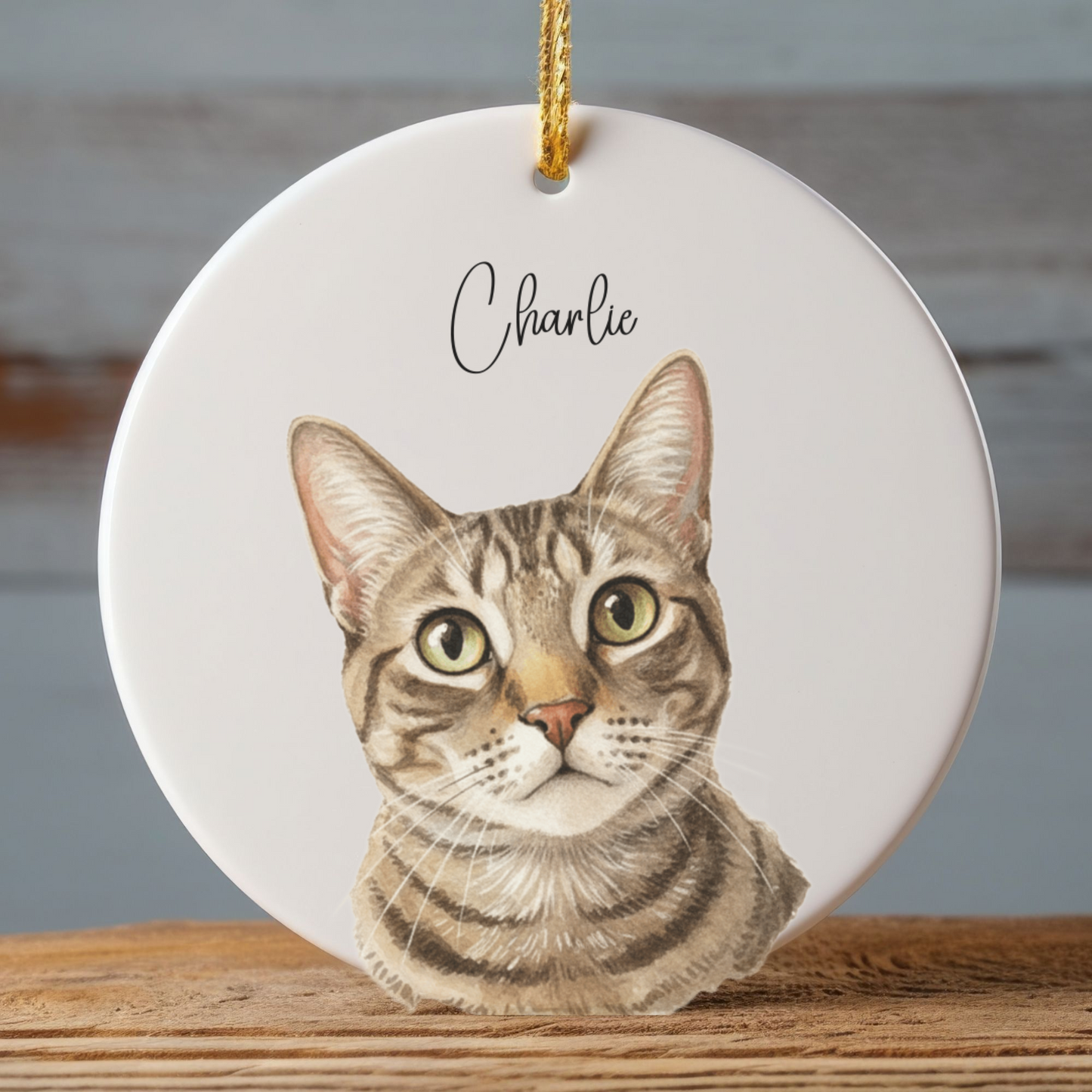 Custom Watercolor Pet Memorial Ornament with Name