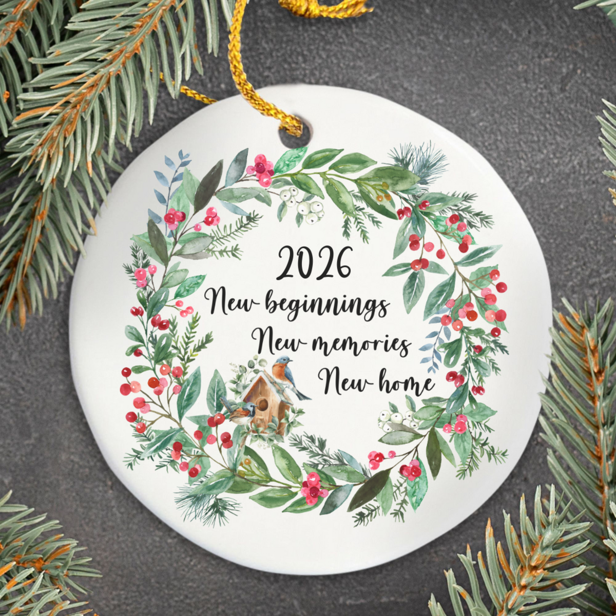 Personalized New Home Ornament, Christmas Holiday Ornament, New Beginnings, New Memories, First Home Ornament, First Christmas In New Home