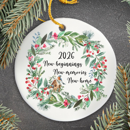 Personalized New Home Ornament, Christmas Holiday Ornament, New Beginnings, New Memories, First Home Ornament, First Christmas In New Home