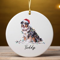 Load image into Gallery viewer, Personalized Australian Shepherd Christmas Lights Ornament
