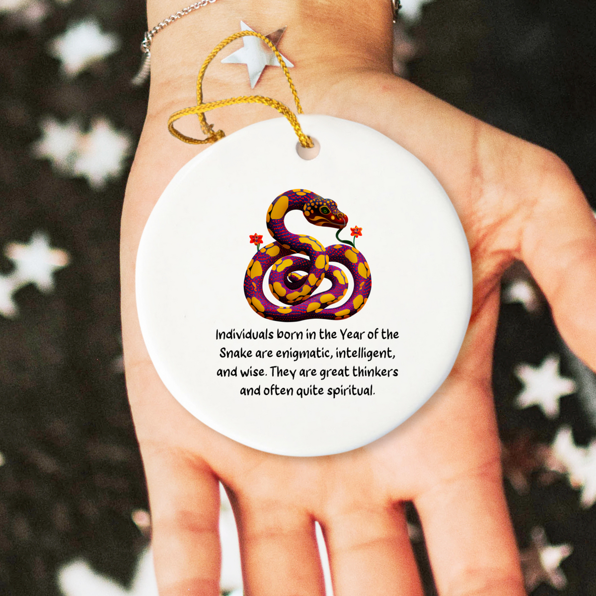Chinese Zodiac Snake Ornament, Year of the Snake Horoscope Gift for Lunar New Year