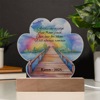Load image into Gallery viewer, Personalized Pet Memorial Acrylic Light, Rainbow Bridge Paw Plaque with LED Base, Custom Dog Cat Loss Remembrance Gift
