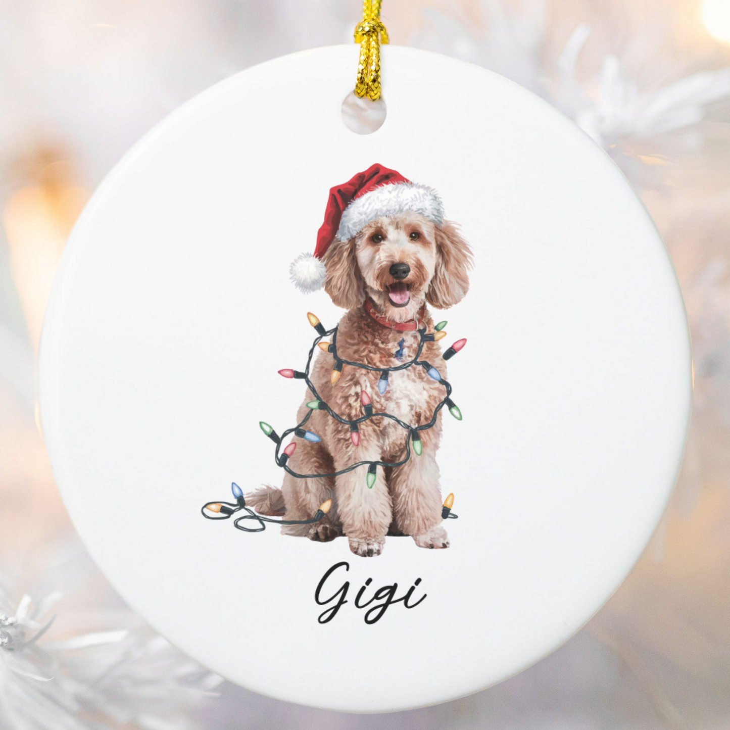 Personalized Poodle Ornament, Custom Ceramic Pet Keepsake