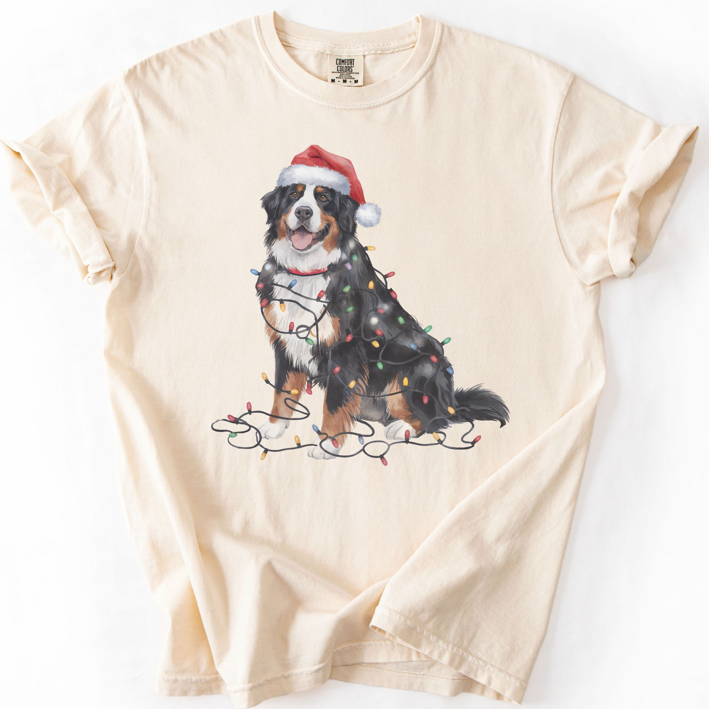 Bernese Mountain Dog Christmas Lights Shirt, Cozy Holiday Tee for Berner Lovers