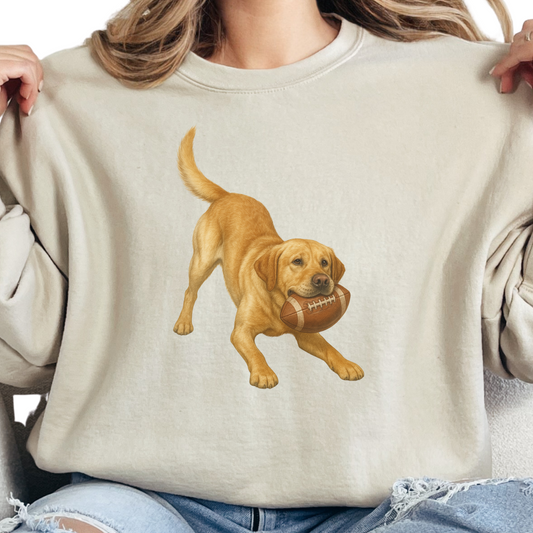 Yellow Lab Football Sweatshirt Dog Lover Game Day Crewneck Labrador Mom Gift