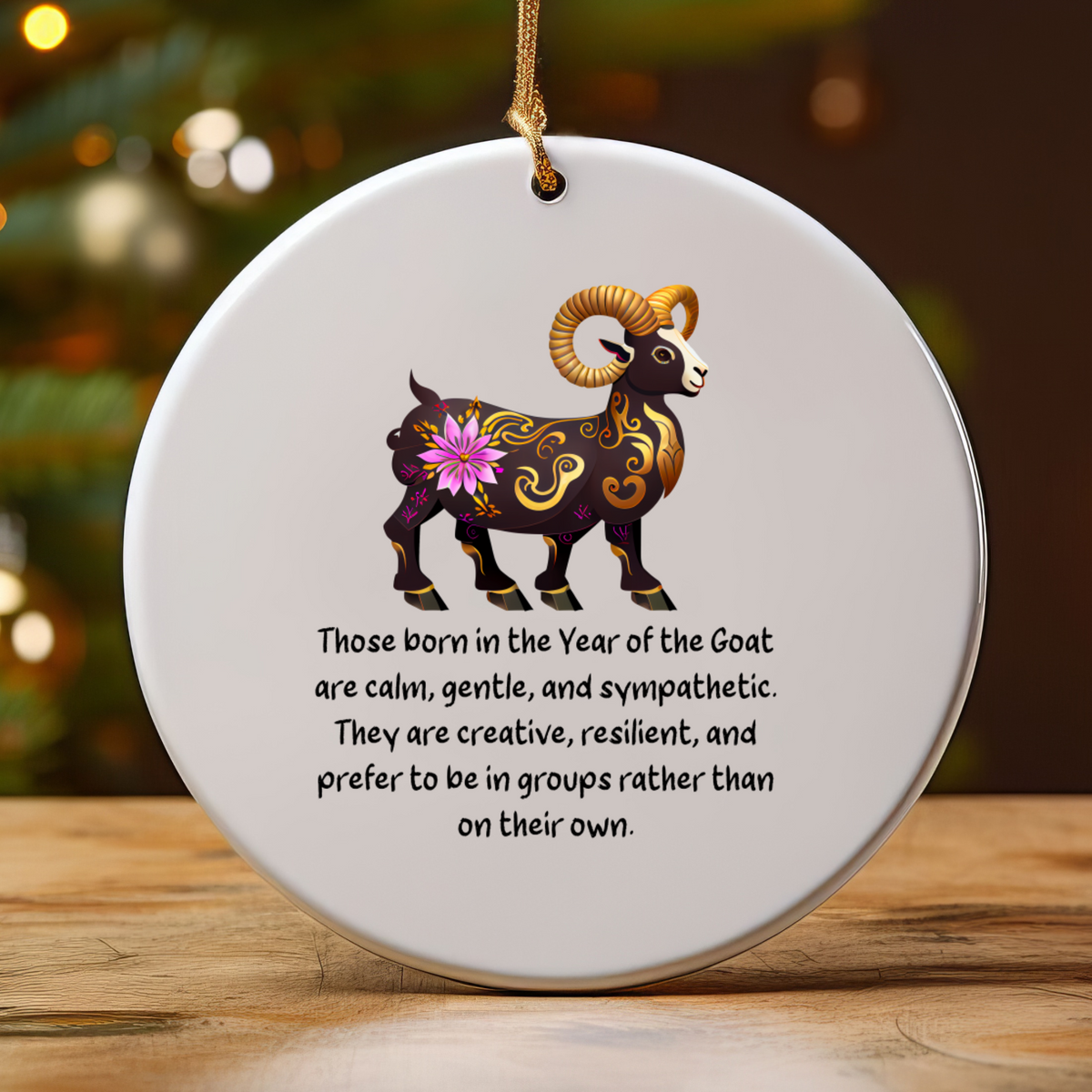 Chinese Zodiac Goat Ornament, Year of the Goat Horoscope Gift for Lunar New Year