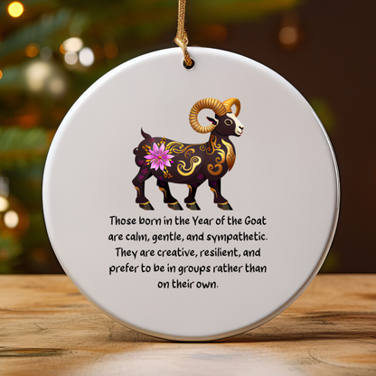 Chinese Zodiac Goat Ornament, Year of the Goat Horoscope Gift for Lunar New Year