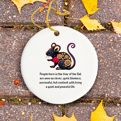 Chinese Zodiac Rat Ornament, Year of the Rat Horoscope Gift for Lunar New Year