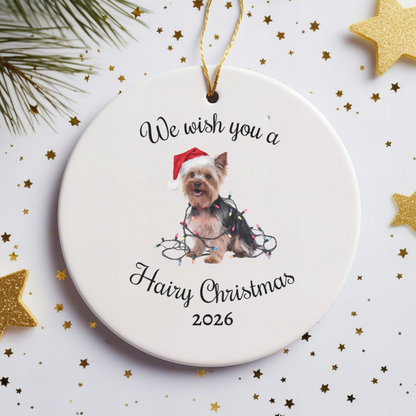 Christmas Yorkshire Terrier Ornament, Christmas Lights Dog Keepsake