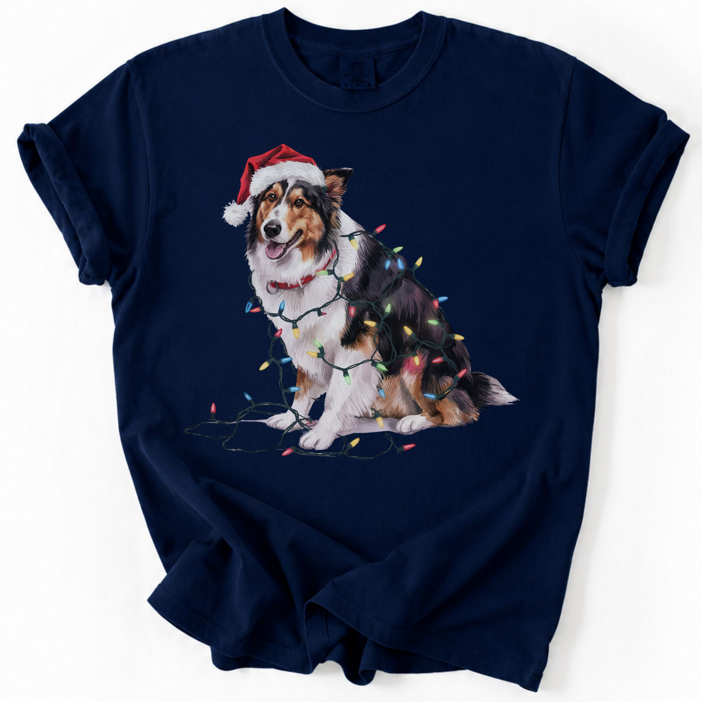 Christmas Collie Shirt, Christmas Lights Dog Shirt, Christmas Dog, Collie Mom Shirt, Gift for Dog Lover, Collie