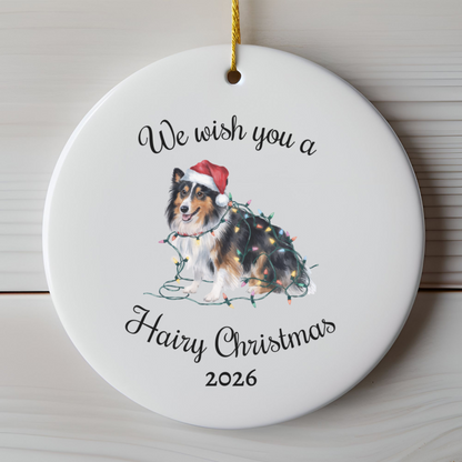 Christmas Sheltie Ornament, Christmas Lights Dog Keepsake