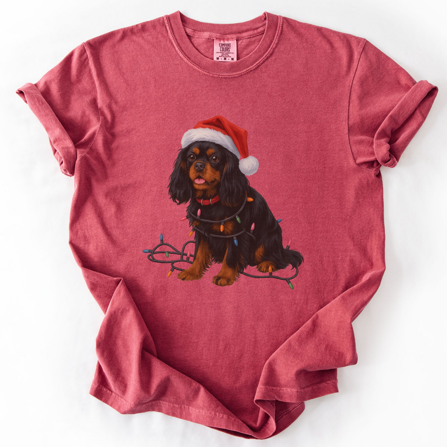 Black and Tan Cavalier King Charles Spaniel Christmas Lights Dog Shirt