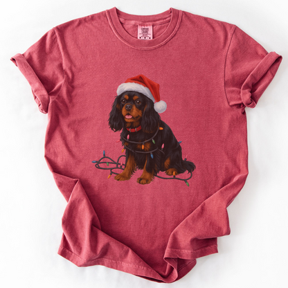 Black and Tan Cavalier King Charles Spaniel Christmas Lights Dog Shirt