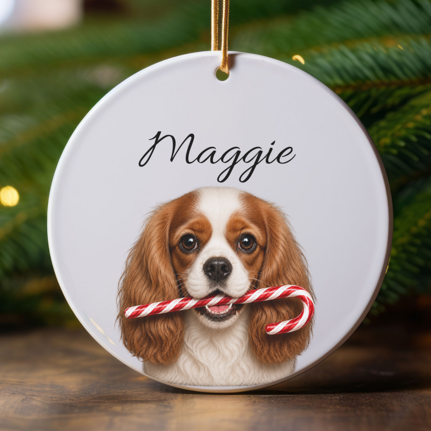 Personalized Blenheim Cavalier Candy Cane Ornament