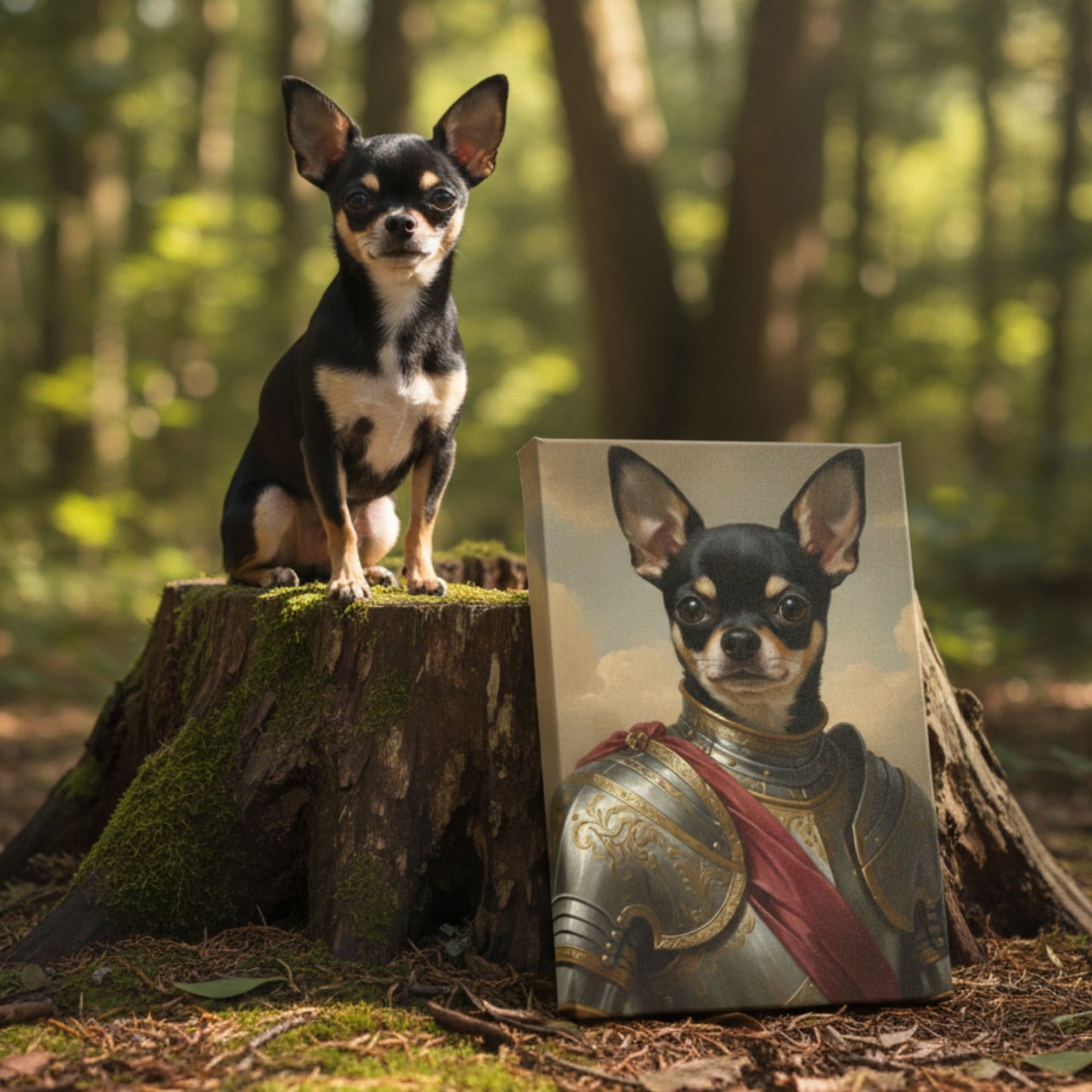 Personalized Dog Knight Portrait, Custom Renaissance Pet Armor Canvas