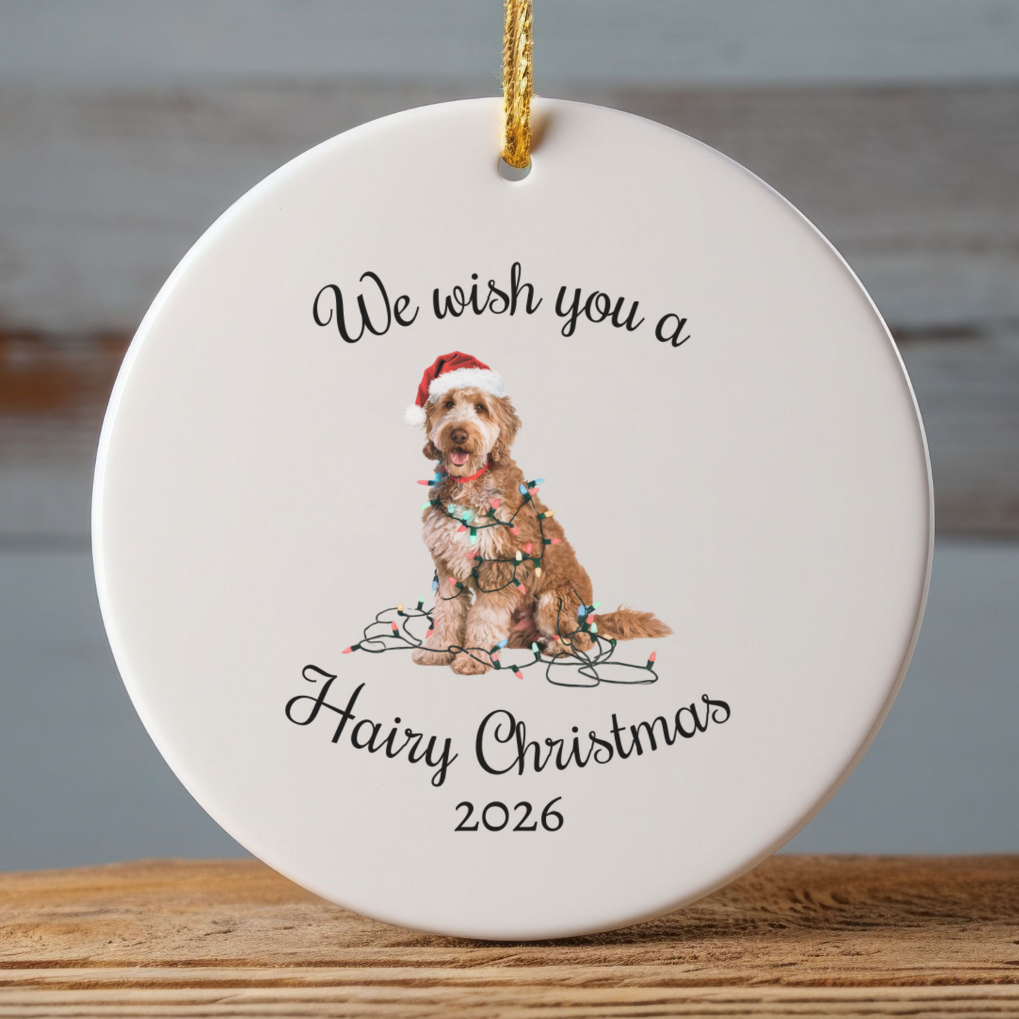 Christmas Goldendoodle Ornament, Christmas Lights Dog Keepsake