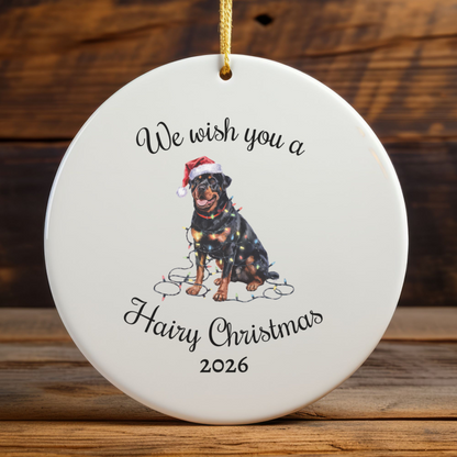 Christmas Rottweiler Ornament, Christmas Lights Dog Keepsake