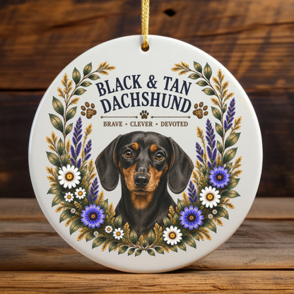 Black and Tan Dachshund Ornament, Dachshund Lover Gift, Doxie Mom Dog Keepsake