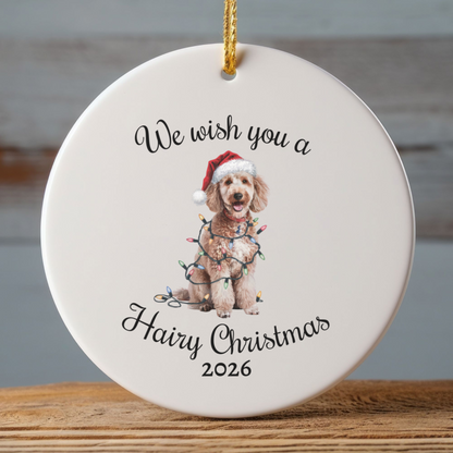 Christmas Poodle Ornament, Christmas Lights Dog Keepsake