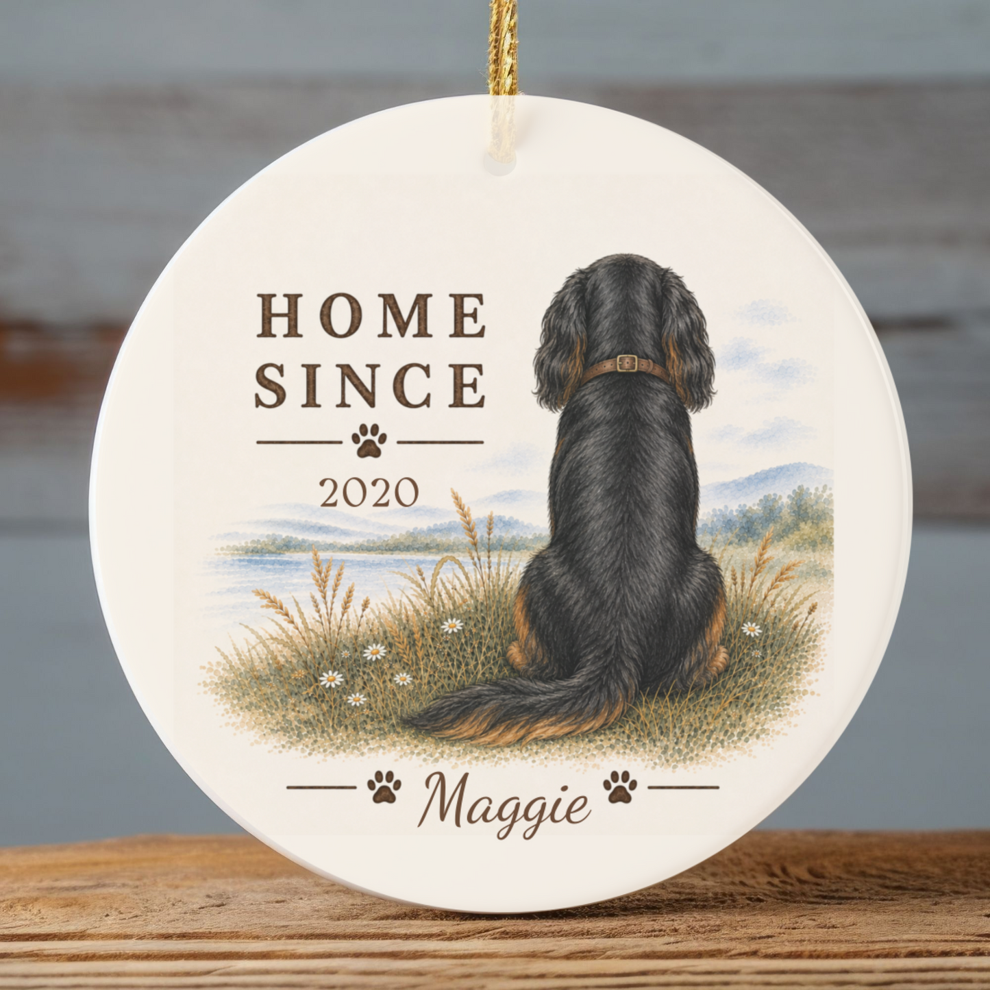 Personalized Black and Tan Cavalier Ornament, Double Sided Gotcha Day Gift, Custom Dog Keepsake